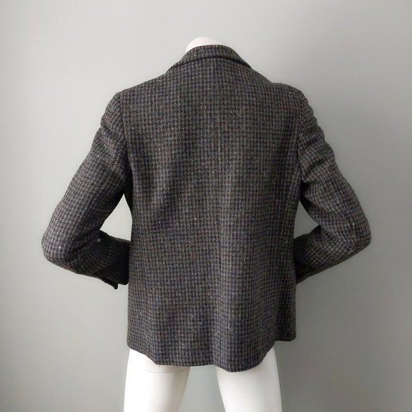 Vtg Houndstooth Tweed Wool Boyfriend Blazer S - Picture 5 of 6